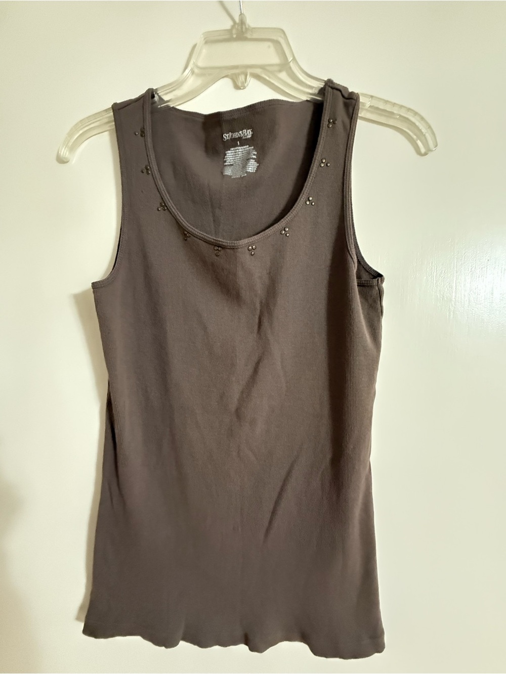 St. John's Bay Brown Embellished Scoop Neck Tank Top